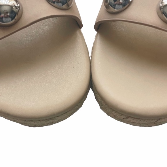 Marc Fisher Prisca Ball Stud Slide Espadrille Sandals Size 10 Crisscross Nude - Picture 5 of 7